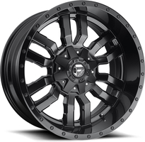 Set of 8.0x18" Fuel Sledge D596 Matte Black Gloss Black Lip