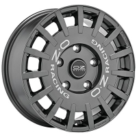 Set of 8.0x18" OZ Racing Rally Racing Van Dark Graphite Silver Lettering