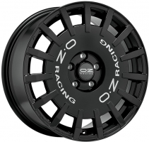 Set of 8.0x17" OZ Racing Rally Racing Gloss Black Silver Lettering