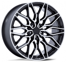 Set of 9.0x20" & 10.5x20 Niche Calabria 5 Gloss Black Machined