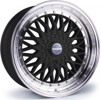 Set of 7.0x15" Dare DR-RS Gloss Black Polished Lip Chrome Rivets